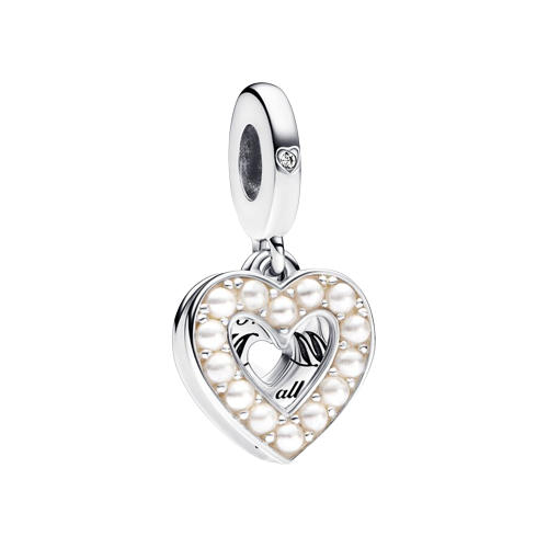 Charm Colgante Doble Corazón Blanco Anacarado