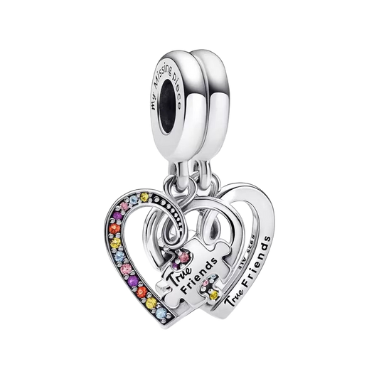 Charm Colgante Divisible Puzzle Corazones de la Amistad