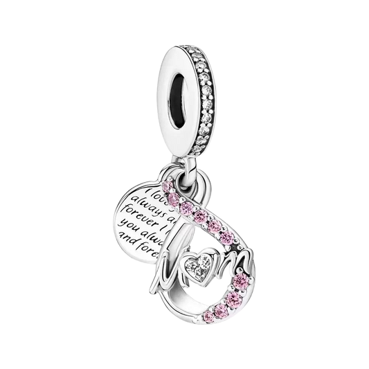 Charm Colgante Doble Mamá Infinito Pavé