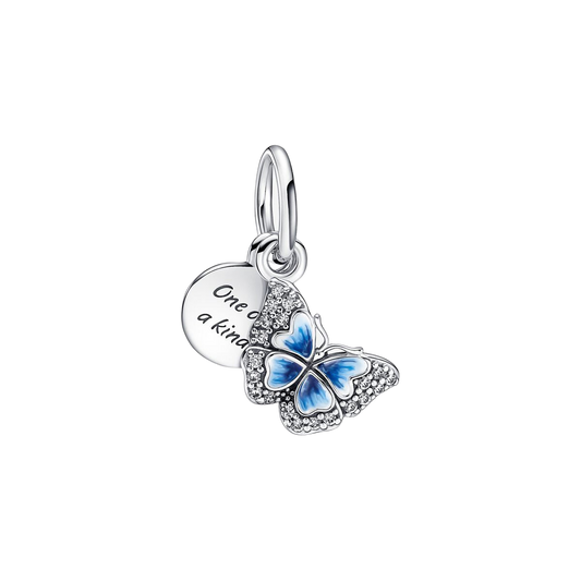 Charm Colgante Doble Mariposa Azul y Cita